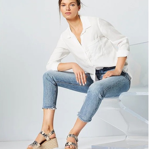 Levi’s Premium Wedgie High Rise Fray Hem Tapered Leg Jeans in Shut Up